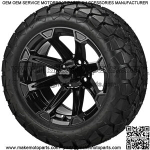 4 Golf Cart 22x10-14 Trail Fox Tires On 14x7 Gloss Black Viking Wheels