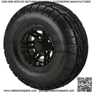 4 Golf Cart 22x10-10 Street Tires on 10x7 Matte Black Yukon Wheels
