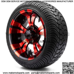 12" Vampire Red and Black Golf Cart Wheels and Tires (215-35-12) Set of 4