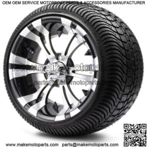 14" Vampire Machined Black Golf Cart Wheels and Tires (205-30-14) Set of 4