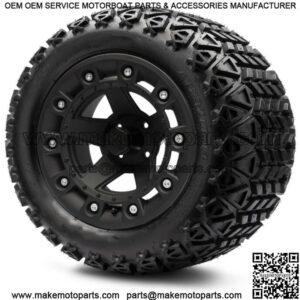 14" Defender Matte Black Golf Cart Wheels and Tires 23x10.00-14 Set of 4