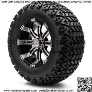 12" Machined and Black Golf Cart Wheels and Tires (23x10.50-12) Set of 4