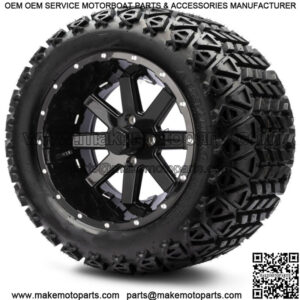 14" Assault Black Ball Mill Golf Cart Wheels and Tires 23x10.00-14 Set of 4