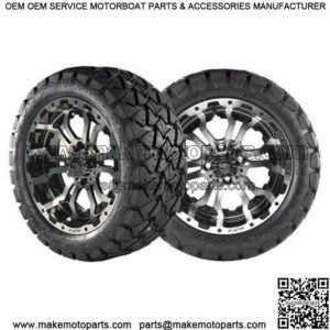 Golf Cart 14" Machined black Wheel 22 Timber Wolf Terrain Tires gtw