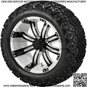 4 Golf Cart 23x10-14 All Terrain Tires on 14x7 White/Black Casino Wheels