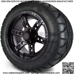 14" Reef Matte Black Golf Cart Wheels and Radial Tires (23x10-14)