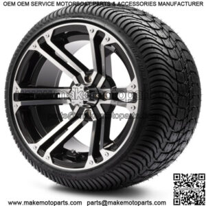 14" Enforcer Machined Black Golf Cart Wheels and Tires (205-30-14) Set of 4