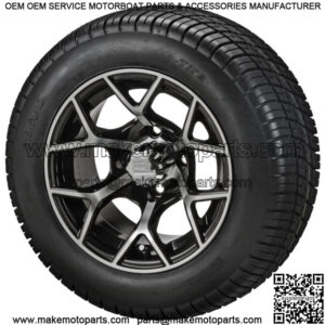 4 Golf Cart 215/50-12   Tires on  12x7 Black/Machined Ninja Wheels