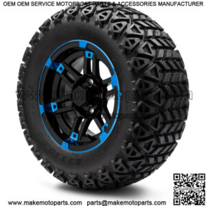 12" Aftershock Blue and Black Golf Cart Wheels and Tires (23x10.50-12) Set of 4