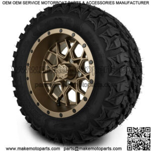 12" Matte Bronze Golf Cart Wheels and Gripz Tires (22x10-12)