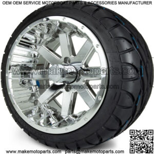 14" Assault Chrome Golf Cart Wheels and Radial Tires (205/40-14)