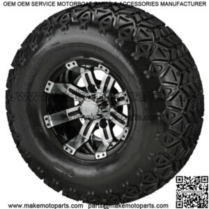 4 Golf  Cart 22x11-10 All-Terrain Tires on 10x7 Black/Machined  Wheels