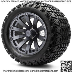 14" Bomber Matte Gunmetal Golf Cart Wheels and Tires (23x10.00-14) Set of 4