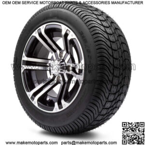 12" Enforcer Machined and Black Golf Cart Wheels and Tires (215-50-12) Set of 4