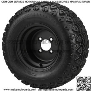 4 Golf Cart 20X10-10 A/T Tires on 10x7 Flat Black Steel Wheels