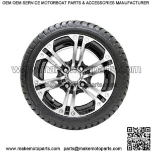 Set of 4 12" Black/Machined Golf Cart Wheels & 215/35-12 (18") Tires