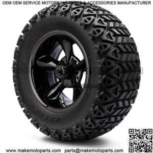 12" Godfather Glossy Black Golf Cart Wheels & Tires (23x10.50-12) Set of 4