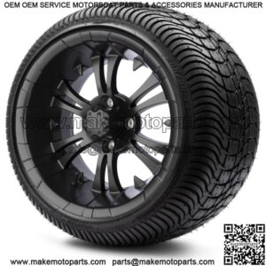14" Vampire Matte Black Golf Cart Wheels and Tires (205-30-14) Set of 4