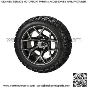 4 Golf Cart 23x10-14 All Terrain Tires on 14x7 Black/Machined Ninja Wheels