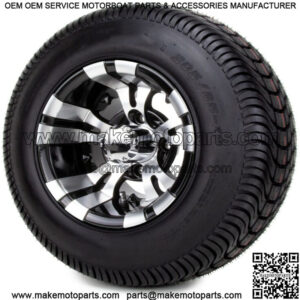 10" Vampire Machined and Black Golf Cart Wheels and Tires (205-65-10) - Set of 4