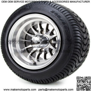 10" Medusa Machined and Black Golf Cart Wheels and Tires (205-50-10) - Set of 4