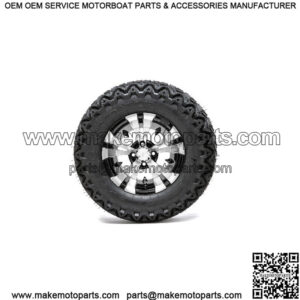 Set of 4 12" Vampire Black/Machined Golf Cart Wheels on 23" A/T Tires