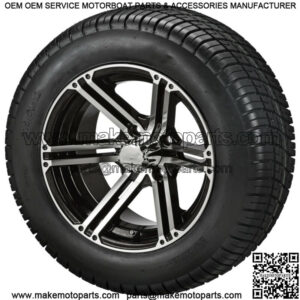 4 Golf Cart 215/50-12 Tires on  12x7 Black/Machined Yukon Wheels