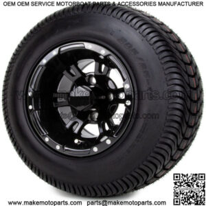 10" Ambush Glossy Black Golf Cart Wheels and Tires (205-65-10) - Set of 4