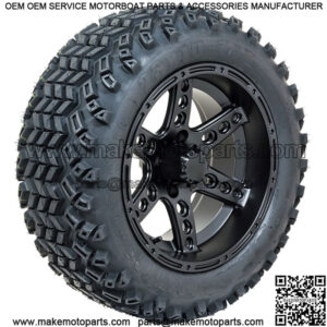Golf Cart 14" Dominator Matte Black Wheels & 23" All Terrain Tires - Set of 4