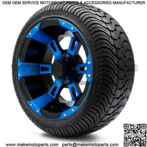 12" Ambush Blue and Black Golf Cart Wheels and Tires (215-35-12) - Set of 4