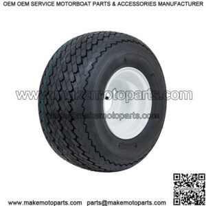 Set of 4 Golf Cart Tire Wheel Assembly 8" Topspin Sawtooth with White Steel