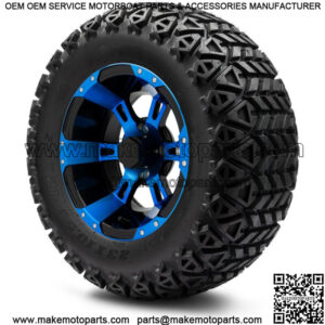 12" Ambush Blue and Black Golf Cart Wheels and Tires (23x10.50-12) Set of 4