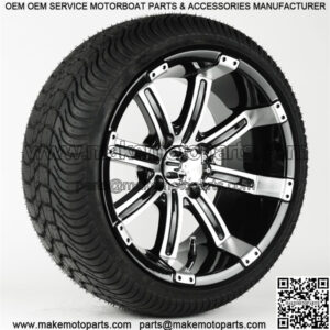 Set of 4 14" Black w/Machine Face Spoke Golf Cart Wheels & 205/30-14 Tires DOT