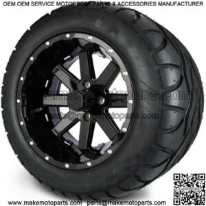 14" Assault Black Ball Mill Golf Cart Wheels and Radial Tires (23x10-14)