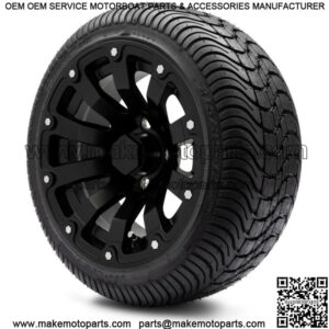 12" Bomber Matte Black Golf Cart Wheels and Tires (215-35-12) - Set of 4