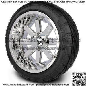 14" Assault Chrome Golf Cart Wheels & Guardian Tires (205/30-14)