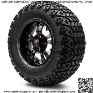 12" Vampire Glossy Black Golf Cart Wheels and Tires (23x10.50-12) - Set of 4