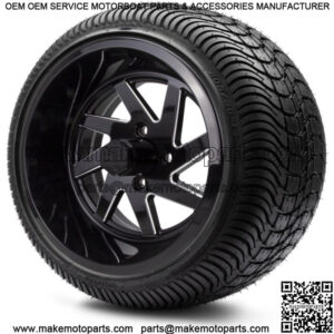 14" Fury Black Ball Mill Golf Cart Wheels and Tires (205-30-14) Set of 4