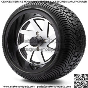 14" Fury Glossy Machined Golf Cart Wheels and Tires (205-30-14) Set of 4