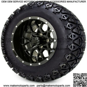 12" Glossy Black Golf Cart Wheels and Tires (23x10.50-12) Set of 4