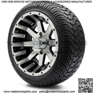 12" Assault Machined and Black Golf Cart Wheels and Tires (215-35-12) - Set of 4