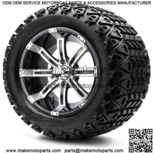 14" Machined Black Golf Cart Wheels and Tires 23x10.00-14 Set of 4