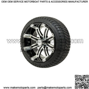 Set of 4 14" Black/Machined Golf Cart Wheels & 205/30-14 (18") Tires