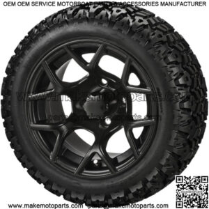 4 Golf Cart 23x10-14 All Terrain Tires on 14x7 Matte Black Ninja Wheels