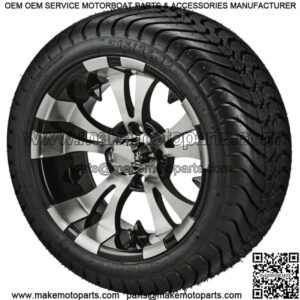 4 Golf Cart 215/35-12 Radial Tires on 12x7 Black/Machined Vampire Wheels