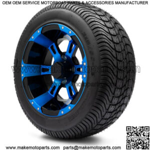 12" Ambush Blue and Black Golf Cart Wheels and Tires (215-50-12) - Set of 4