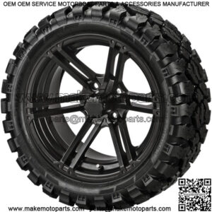 4 Golf Cart 23x10-14 Sierra Rover Tires on 14x7 Matte Black Yukon Wheels