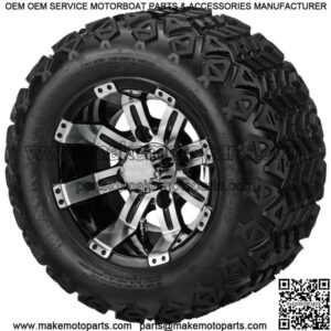 4 Golf  Cart 18X9.50-10 All-Terrain Tires on 10x7 Black/Machined Wheels