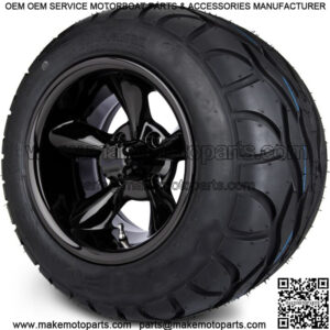 12" Godfather Glossy Black Golf Cart Wheels and Radial Tires (245/50-12)