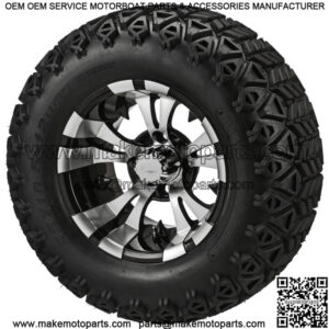 4 Golf Cart 23x10.50-12 All-Terrain Tires 12x7 Black/Machined Vampire Wheels